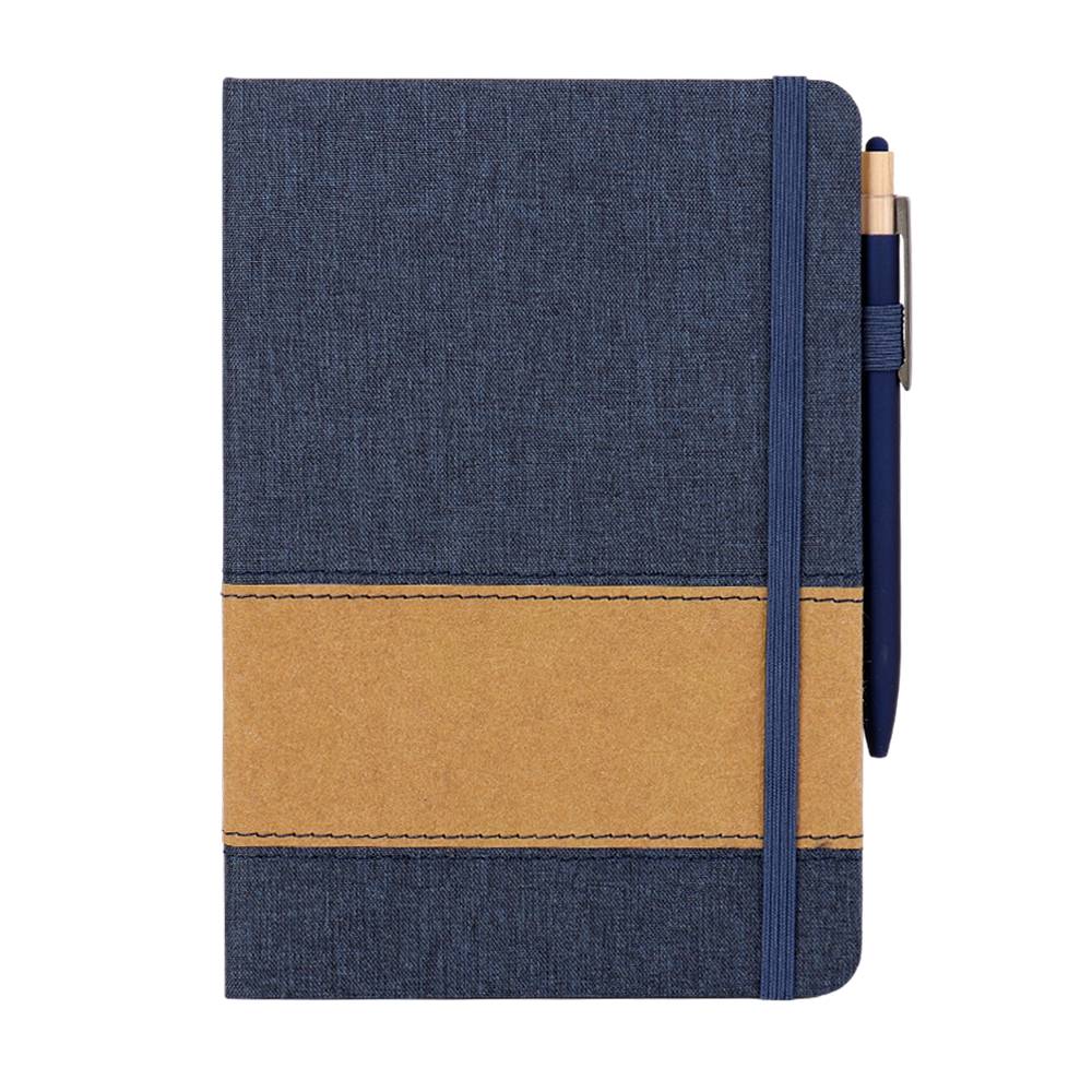 TNB786-A5 RPET Fabric & Washed Kraft Paper Hardcover Notebook