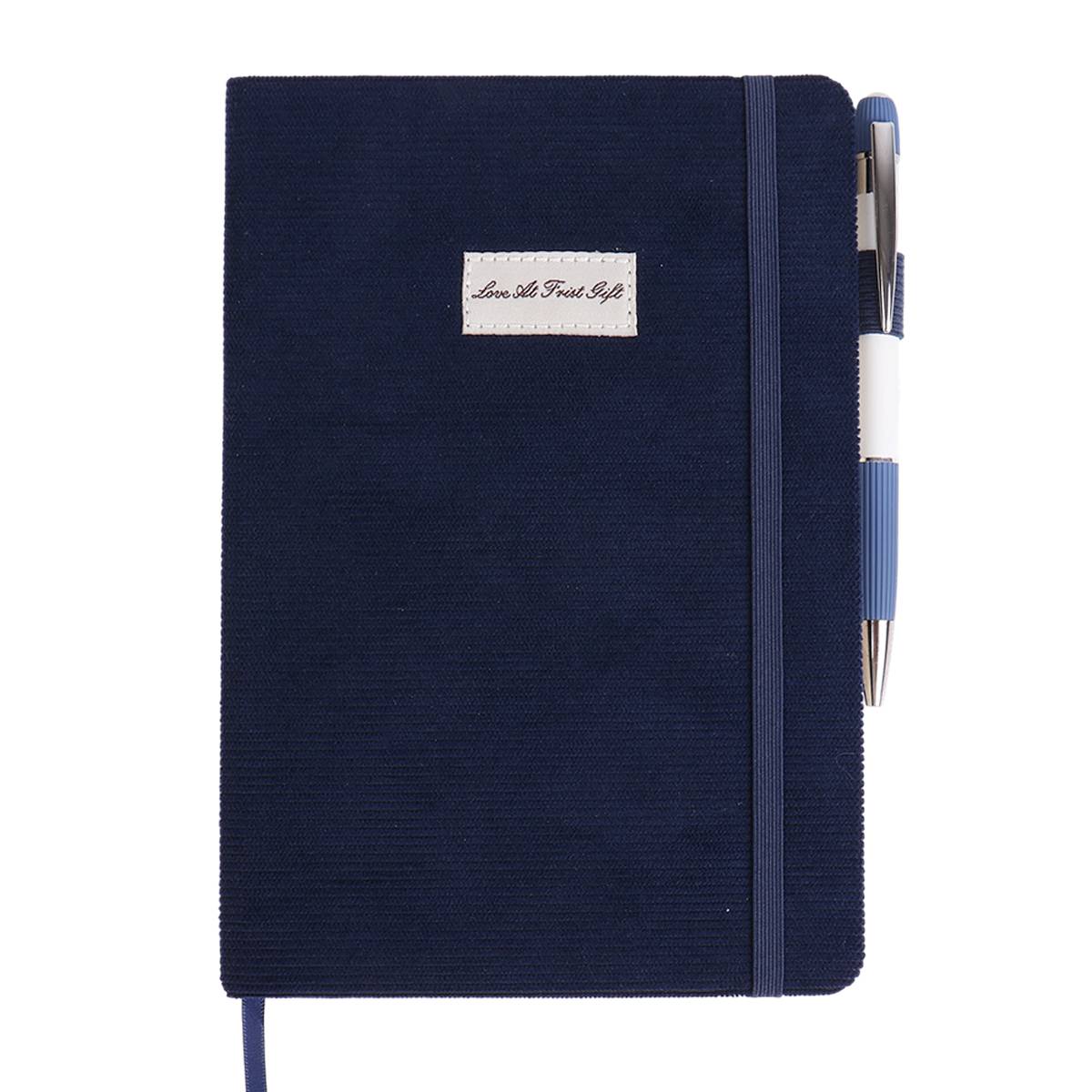 TNB790-Corduroy Fabric A5 Hardcover Notebook with Embroidered Logo
